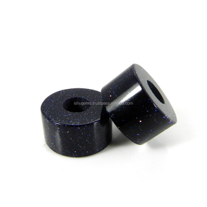 Perles de pierre solaire bleue synthétique à gros trous, lisses, perles de pneus 14x8x5mm, livraison gratuite - Product Image 1
