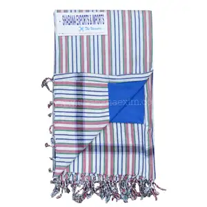 תוצרת הודו פרימיום איכות Fouta מגבת מכירה לוהטת Kikoy בד חמאם טרי כותנה חוף מגבת מהודו