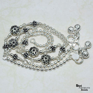 Bracelet de cheville en argent Sterling 925 en forme de perles de fleur véritable, bijoux en argent Sterling 925 - Product Image 3