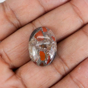 Gema de Jaspe Natural Conglomerado, Cabujón Ovalado de 21x15 mm, 18.20 Quilates, Gema Suelta - Product Image 1