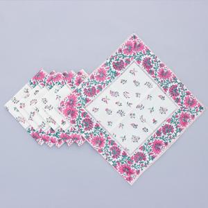 De mano de algodón de la impresión de bloque de mesa esteras y servilleta - Product Image 2