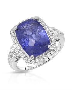 Silver <b>Ring</b> with Natural Tanzanite and Natural Zircon Gemstones - Product Image 4