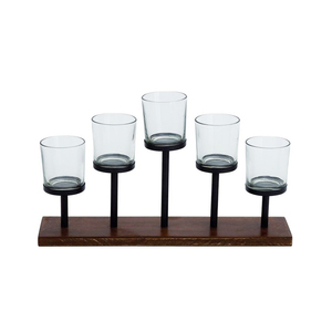 Menorah votive en métal et verre décoratif maison - Product Image 1