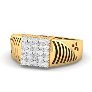 Bague pour homme en or jaune 0,50 TCW sertie de diamants ronds taille brillant avec clarté SI et couleur GH - Product Image 1