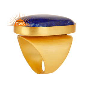Bague pour Femme en Laiton Plaqué Or 18k Naturel Lapis Lazuli, Bijoux de Mode, Grossiste Collection Classique - Product Image 2