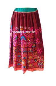 Jupe vintage en coton ethnique Banjara Rabari Kuchi multicolore rose broderie décontractée grande taille taille naturelle à collectionner - Product Image 5