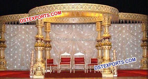 Mandap de mariage indien, toile de fond décorative en bois, grande scène de mariage, chaise de fête, décoration artisanale, mandap de mariage indien, Royaume-Uni - Product Image 5