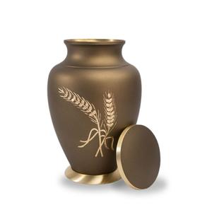 Urne funéraire en métal vert classique adulte personnalisée de haute qualité avec feuilles tombantes imprimées pour urne commémorative de cendres - Product Image 2