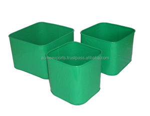 Lot de 3 grandes jardinières décoratives de forme carrée en métal enduit de poudre jardinière de fenêtre jardinière élégante décoration de jardin extérieure - Product Image 1