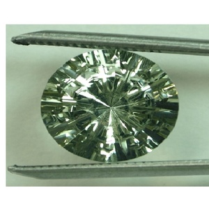 natural green amethyst beat concave cut gemston - Product Image 1