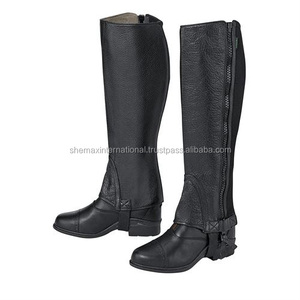 Shemax Half Chaps pour les courses de chevaux Chaps de style occidental en cuir de qualité supérieure pour l'équitation - Product Image 1