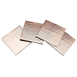 ชุดที่รองแก้วเครื่องดื่มโรสโกลด์ทุบทรงสี่เหลี่ยมทำจากสแตนเลส4ชิ้น - Product Image 1