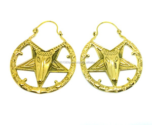 Pendientes redondos de latón y oro de estilo Tribal indio, atractivo aro de plata, Diamante chapado en oro para bodas, fiestas, regalos, compromisos - Product Image 1