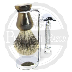 Juego de afeitado profesional de alta calidad para hombres, nuevo soporte de brocha de afeitar de marfil, maquinilla de afeitar de seguridad de doble hoja, característica desechable para el cuidado del cabello - Product Image 6