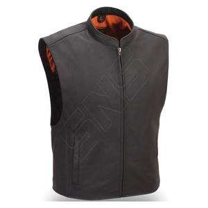 Fait sur mesure unisexe Vintage Street Bike Vest en cuir véritable coupe-vent grande taille Biker Jacket avec fermeture à bouton - Product Image 1