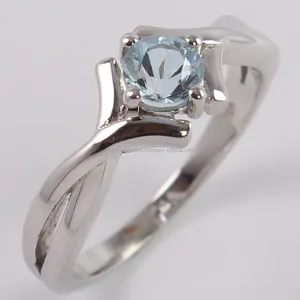 Jaipur Geburtsstein Ringe Schmuck TOPAZ Edelstein 925 Silber Naturhersteller aus Indien BLEUZ niedlicher Edelstein Ringe rund