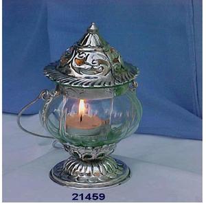 Unique Design Silver Brass Clear Glass <b>Tealight</b> <b>Lantern</b> Decorative Item for Home & Garden - Product Image 2