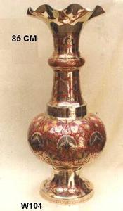 Vase à fleurs en laiton traditionnel de haute qualité travail de poulet moulé à la main et émail décoration de la maison matériel en métal - Product Image 3