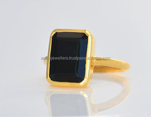 925 sterling silver <b>Black</b> <b>Onyx</b> vermeil Gemstone <b>rings</b> Beautiful handmade Gold Plated jewelry - Product Image 1