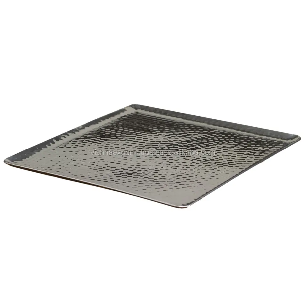 Hot Sale Square Hammered Pure Aluminum Durable serving Tray