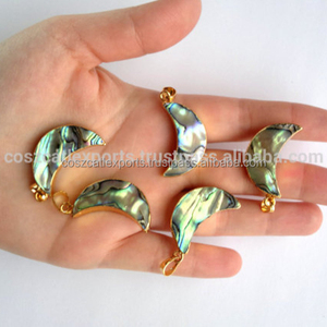 สร้อยคอจี้เปลือกหอยเป๋าฮื้อรูปพระจันทร์สีทองจี้ธรรมชาติจี้เสน่ห์เครื่องประดับที่ดี - Product Image 1