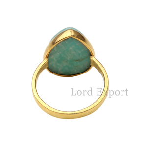 Joyería de piedra de amazonita verde Natural más vendida, anillo en forma de pera con bisel de piedras preciosas de Plata de Ley 925 chapado en oro de 18 quilates para ella - Product Image 3