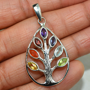 Colgante de plata de ley 925 en forma de Chakra, joyería de plata - Product Image 3
