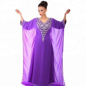 Haute qualité Georgette lourd cristal perlé travail marocain mariage caftan pour les femmes robe islamique dubaï caftan - Product Image 1