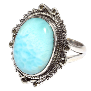 Encantadora forma Oval azul cielo 925 Larimar anillos de plata esterlina 925 joyería de plata de la joyería de la plata esterlina 925 - Product Image 3