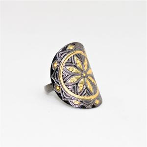 Nouvelle Collection Argent Sterling 925 Plaqué Or 18K Rhodium Noir Bague Mandala Spirituel Conception Avec Diamant En Gros - Product Image 4