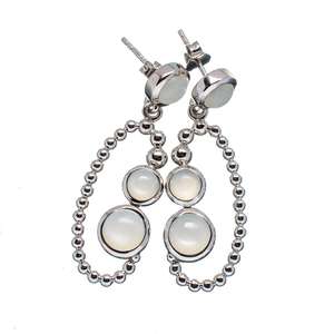 Precio bajo Arco Iris piedra lunar corte redondo bisel ajuste pendientes colgantes sólido 925 pendiente de plata esterlina joyería fina hecha a mano - Product Image 1