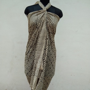 ผ้าโสร่งผ้าฝ้ายพิมพ์ลายแบบบล็อกพร้อมตะเข็บริมชายหาดชุดว่ายน้ำบิกินี่คลุมผ้าพันคอพันคอ - Product Image 3