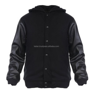 KVJ19 Chaqueta Varsity de Lana de Primera Calidad para Hombre, Abrigo de Invierno, Capucha Decorativa Bordada, Proceso de Tinte Personalizado, Sin Cuello - Product Image 1