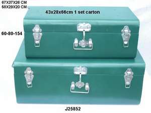 Iron <b>Storage</b> <b>Trunks</b> Set of Two Pcs Without Patterns in Green Powder Coating Home Decor Home <b>Storage</b> - Product Image 5