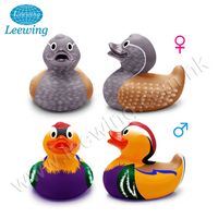 Jouet de bain en plastique PVC vinyle qui couine, article cadeau promotionnel unique pour enfants et adultes, animal Dodo Bird, logo bleu imprimé, canard en caoutchouc