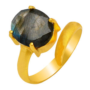 Beautiful Oval Labradorite Gemstone Adjustable <b>Ring</b> <b>925</b> <b>Sterling</b> <b>Silver</b> <b>Ring</b> With Gold Plated Jewelry Fashionable <b>Ring</b> For Women - Product Image 1