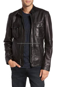 Chaqueta Bomber de cuero de diseño personalizado para hombre con piel de oveja para invierno - Product Image 3