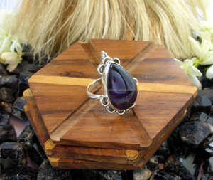 Anillo de piedras preciosas de amatista púrpura con gota de lágrima bonita de Plata de Ley 925 para boda y Aniversario - Product Image 1