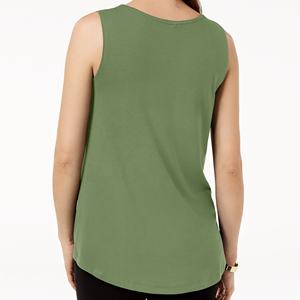Camiseta sin mangas de encaje de punto de talla grande de alta calidad para mujer para entrenamiento Yoga 100% algodón transpirable de secado rápido Tops - Product Image 6