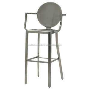 Tabouret en métal de salon de balcon de Style moderne 2023 avec tabouret de bar en acier argenté en bois fabriqué en Inde meubles modernes - Product Image 1
