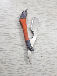 Maquinillas de afeitar en húmedo de garganta de corte recto para salón de peluquería profesional para hombres, cuchillas de un solo borde, mango de madera, Material de acero inoxidable - Product Image 3