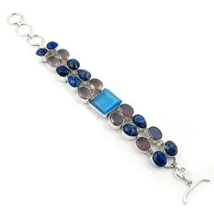 Natural 925 sterling silver multi stone bracelet wholesale indian jewelry customized silver bracelets