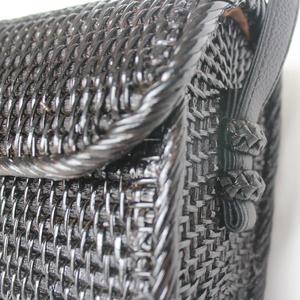 Natural Bohemian Rattan Clutch <b>Bag</b> with <b>Tassel</b> Cotton Lining Black PU Trim - Product Image 4