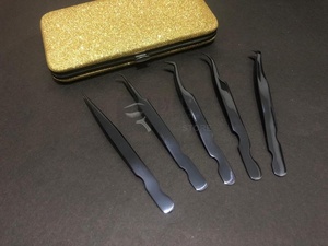 Pince à cils plasma en acier inoxydable noir de qualité professionnelle outil d'extension de cils avec logo personnalisé - Product Image 2