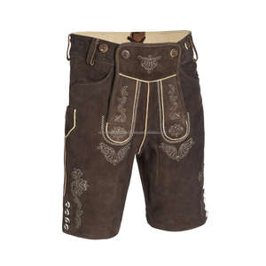 Unisex personalizado bávaro Lederhosen auténtico cuero oscuro tradicional Oktoberfest desgaste con decoración bordada - Product Image 1