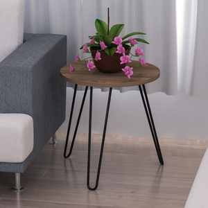 Exclusivo de lujo aglomerado Beren Pie de hierro mesa auxiliar de nogal de Turkiye Best Seller - Product Image 2