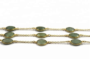 Cadena de gemas de Aguamarina Natural, fabricación de collares, chapado en oro, Conector de bisel, cadenas, proveedor de joyería, venta al por mayor - Product Image 3