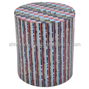 Metier Latest Design Wholesale Factory Price Supply Cheap Fancy Modern Wooden Round Shape Decorative Stool.