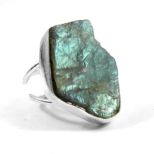 Rough labradorite ring Solid 925 sterling silver adjustable ring statement ring