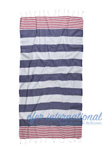 MEDITERRANEAN PESHTEMAL - <b>Navy</b> Red BOLD Stripe Turkish <b>Towel</b> - Hammam, Pestemal <b>Towel</b> Direct From Factory, Beach <b>Towel</b>, Fouta - Product Image 5